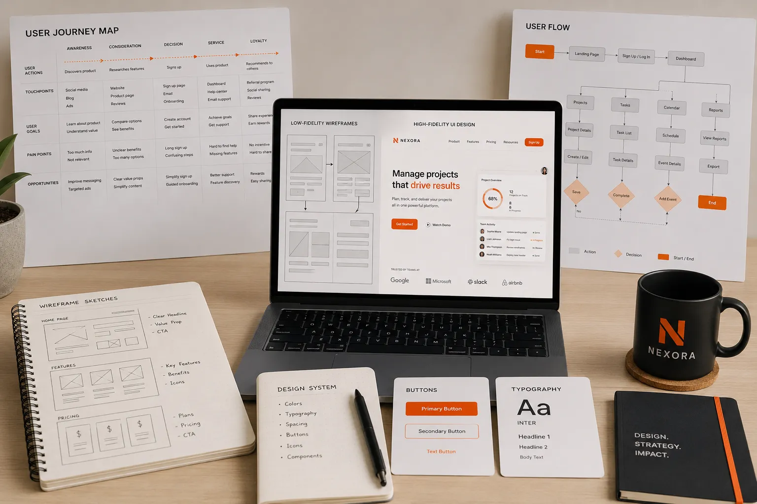 Web design and development workspace